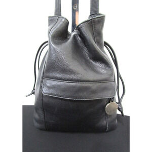 Classiques Entier Med. Sz. Black Leather Drawstring Bucket Crossbody Purse